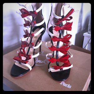 ChristianLouboutin Blue Girlistrappi red bow denim